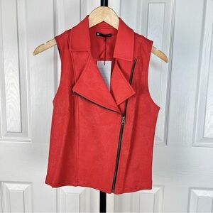 Krisa Crushed Moto Vest in Lipstick